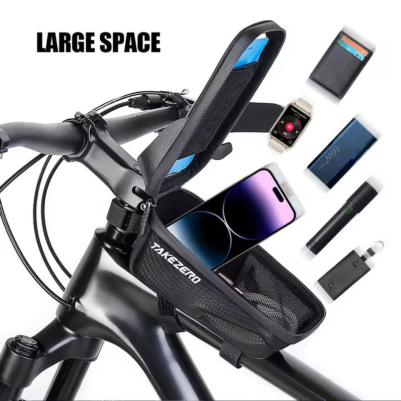 Mountain Bike Front Bar Bag Hard Shell Handlebar Phone Storage 0