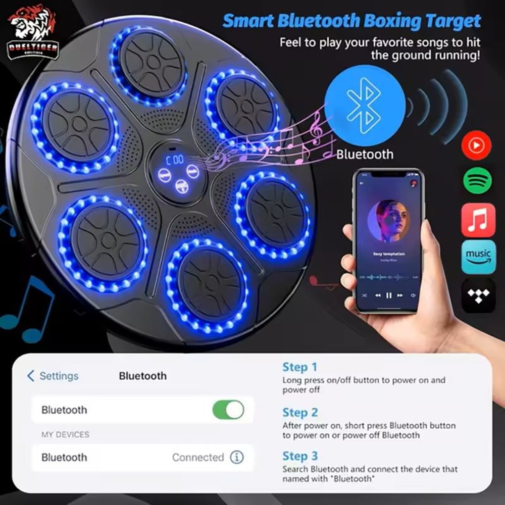 Smart Bluetooth Music Boxing Trainer Wall Mounted Punching Target 3