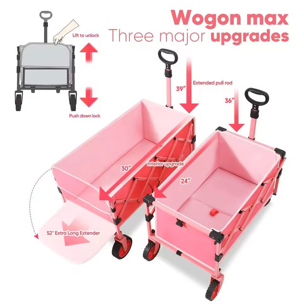 52 Inch Folding Utility Wagon Cart Heavy Duty Collapsible With 330 Lb Capacity 5