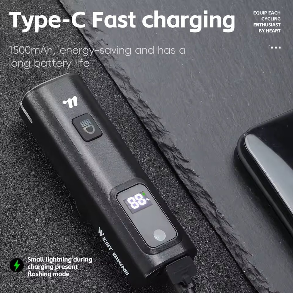 Intelligent Bike Headlight 400 Lumen Light Sensing Rechargeable 3