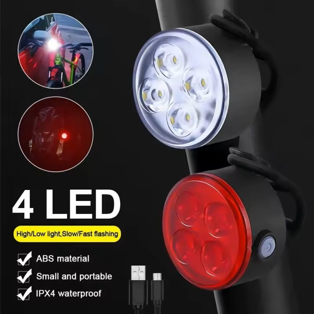 Bike Light Set USB Rechargeable Front And Rear LED Cycling Lights 2