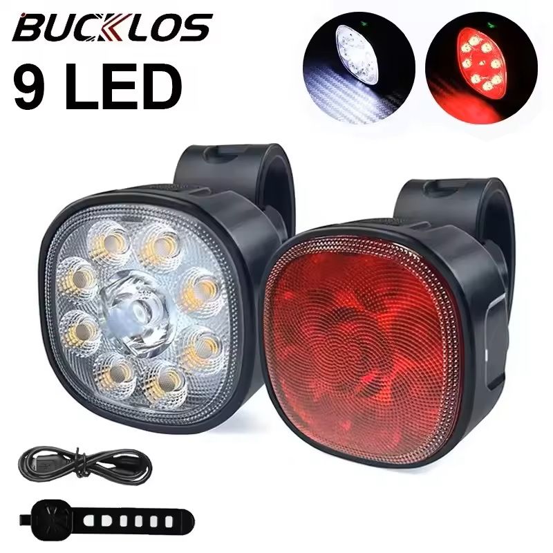 Bike Light Set USB Rechargeable Front And Rear LED Cycling Lights 5