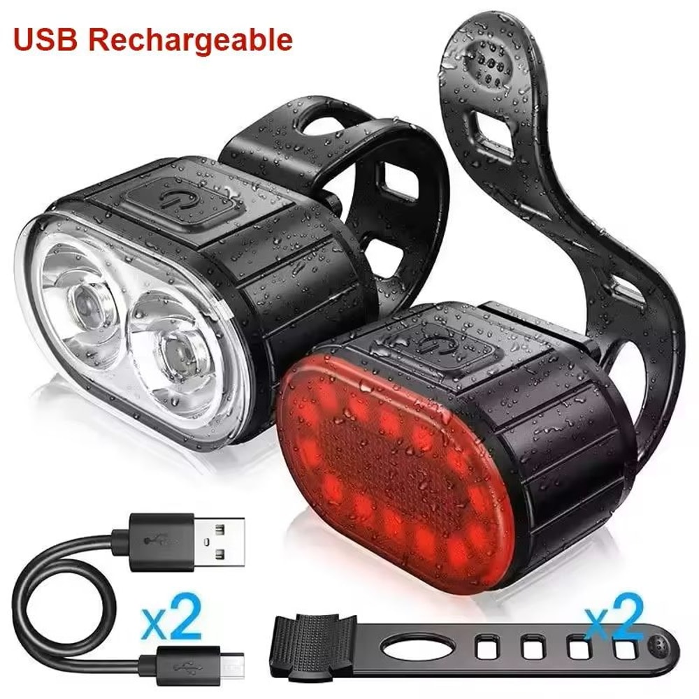 Bike Light Set USB Rechargeable Front And Rear LED Cycling Lights 6