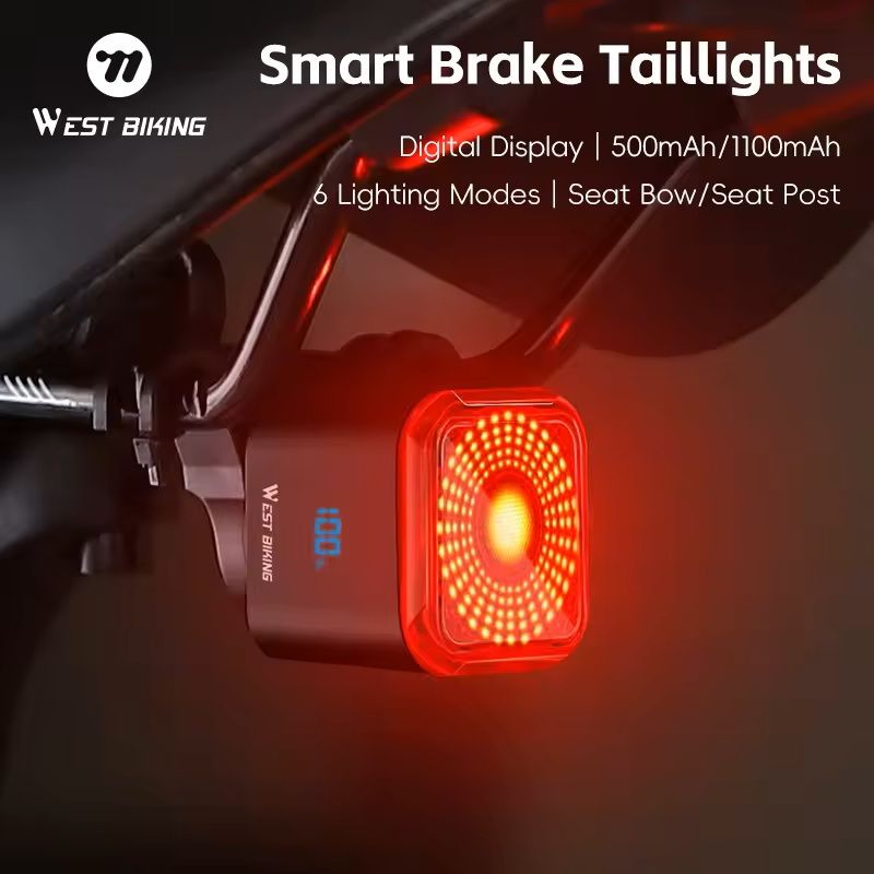 Bike Rear Light With Brake Sensing And Digital Power Display 0