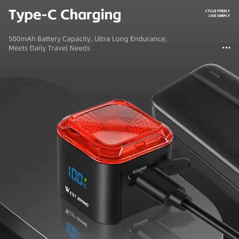 Bike Rear Light With Brake Sensing And Digital Power Display 1