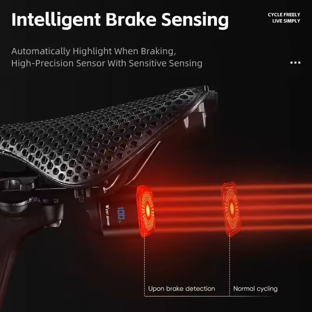 Bike Rear Light With Brake Sensing And Digital Power Display 4