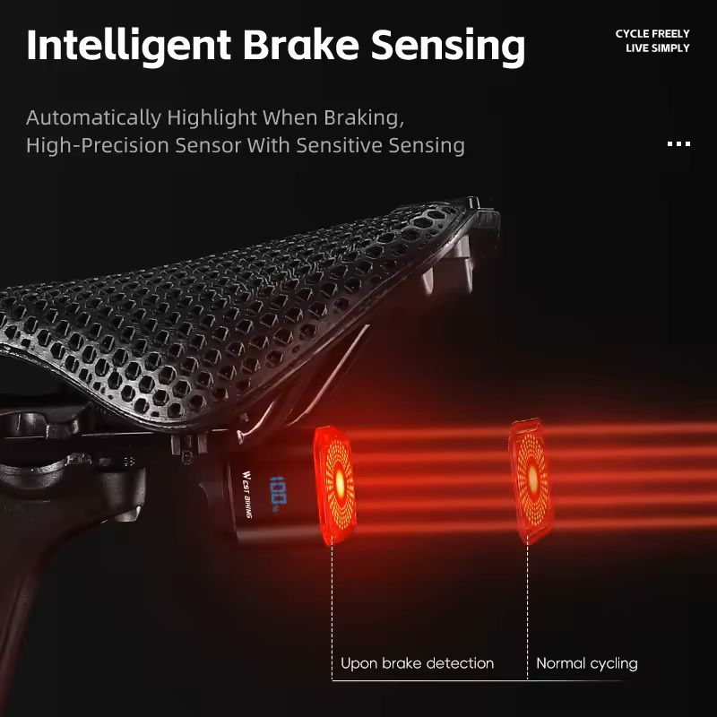 Bike Rear Light With Brake Sensing And Digital Power Display 4