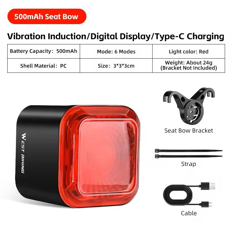 Bike Rear Light With Brake Sensing And Digital Power Display 6