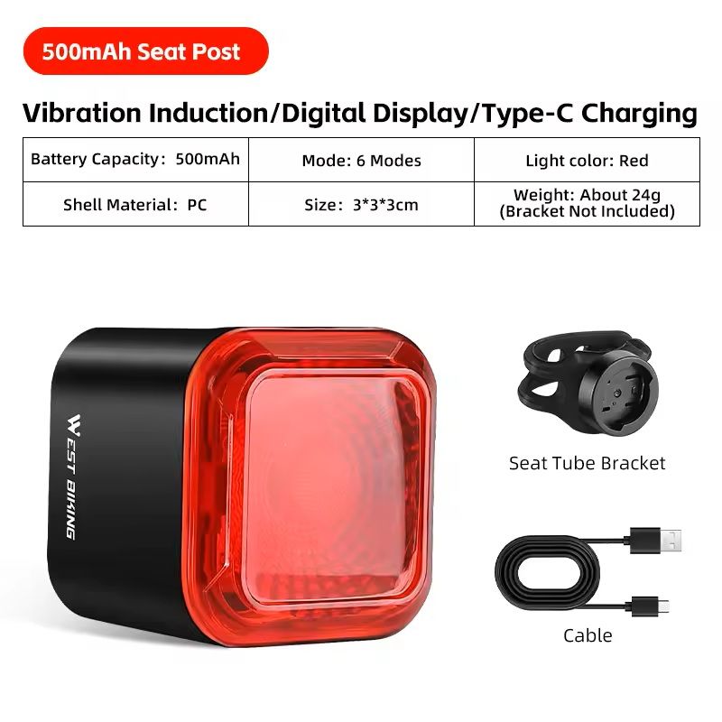 Bike Rear Light With Brake Sensing And Digital Power Display 7