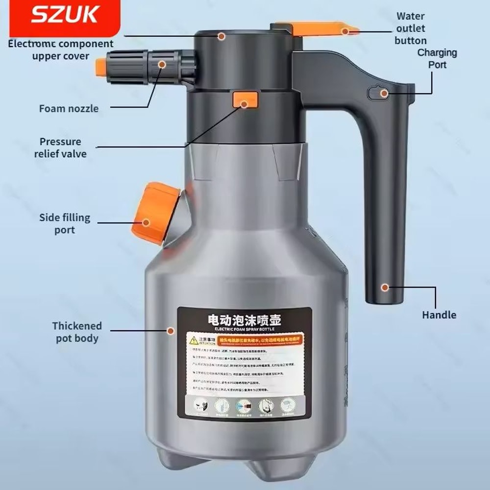 2L Electric Foam Sprayer Handheld Snow Foam Cannon For Car Wash 5