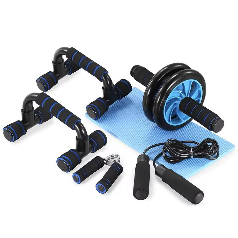 Ab Roller 5Piece Fitness Set With PushUp Stand And Accessories 5