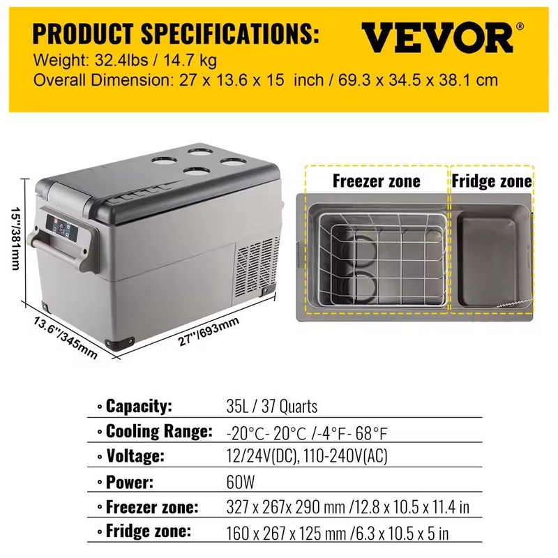 Portable Car Refrigerator Freezer Compressor Cooler For Camping 9