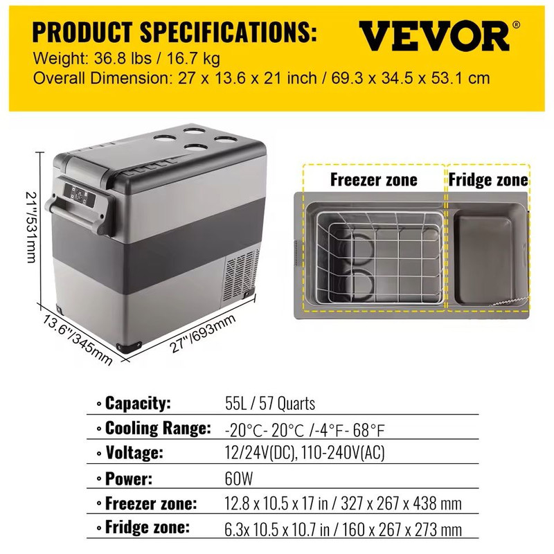 Portable Car Refrigerator Freezer Compressor Cooler For Camping 10