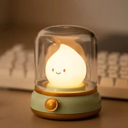 kerosene style led night light usb rechargeable flameless table lamp