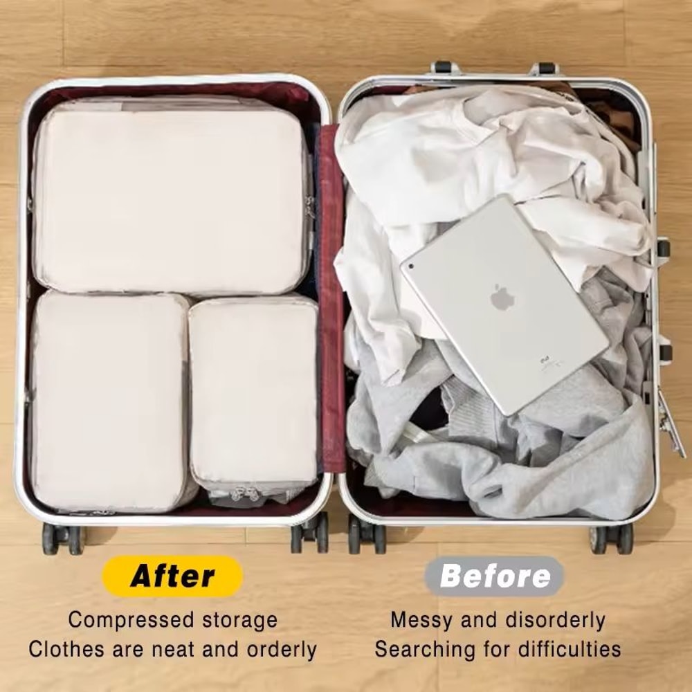 4Piece Travel Compression Packing Cubes Waterproof Organizer Set 1
