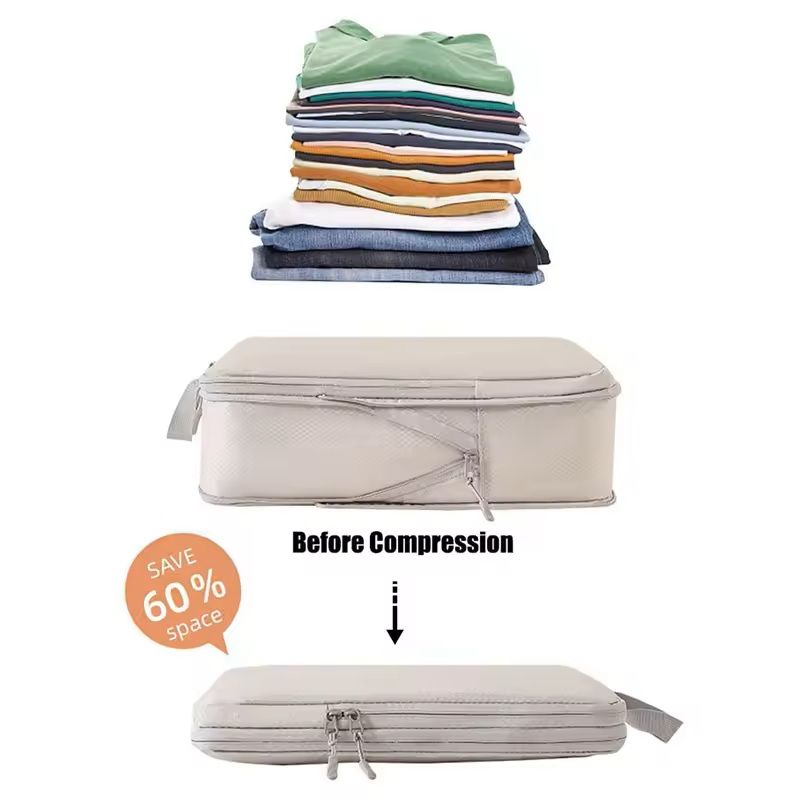 4Piece Travel Compression Packing Cubes Waterproof Organizer Set 3