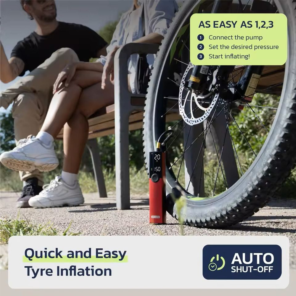 Portable Electric Bike Pump 150 PSI Rechargeable Tire Inflator 4