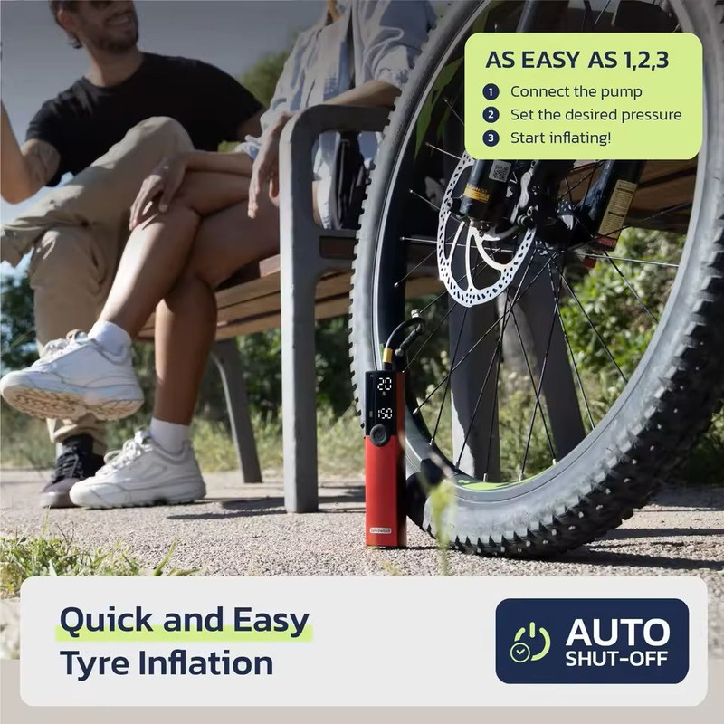 Portable Electric Bike Pump 150 PSI Rechargeable Tire Inflator 4