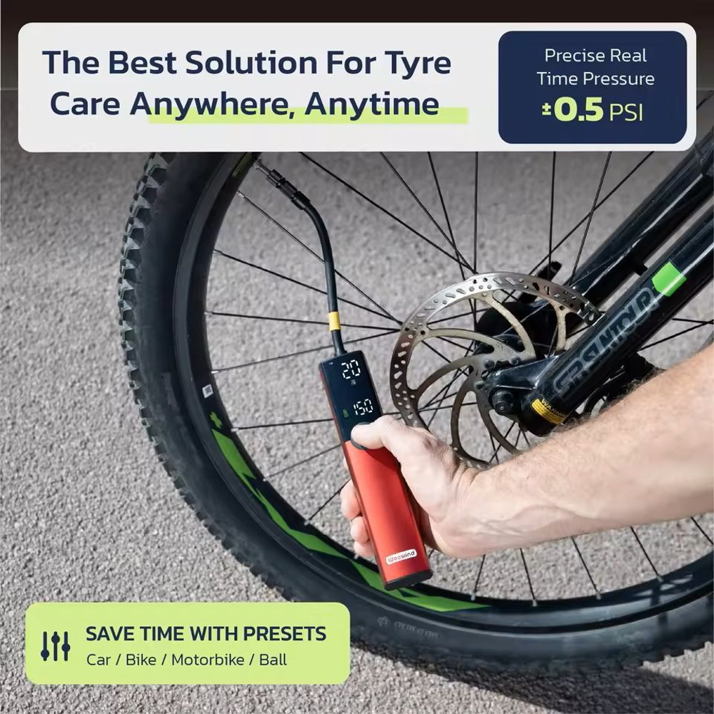 Portable Electric Bike Pump 150 PSI Rechargeable Tire Inflator 5