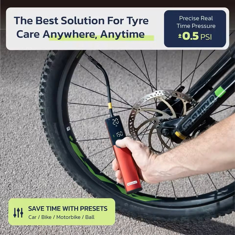 Portable Electric Bike Pump 150 PSI Rechargeable Tire Inflator 5