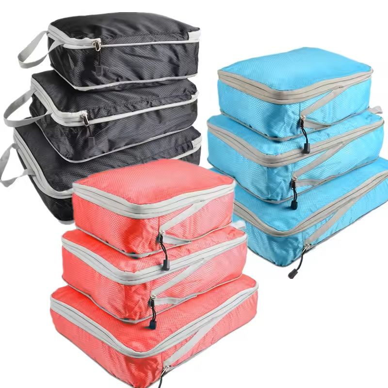 3Piece Compressible Packing Cube Set Waterproof Travel Organizer Bags 1
