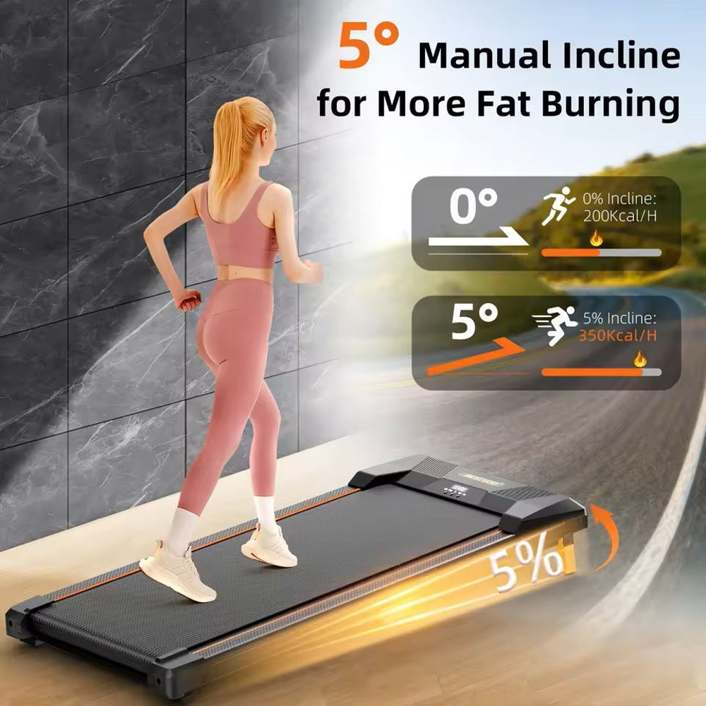 Under Desk Incline Treadmill Compact Walking Pad 330 Lbs Capacity 3