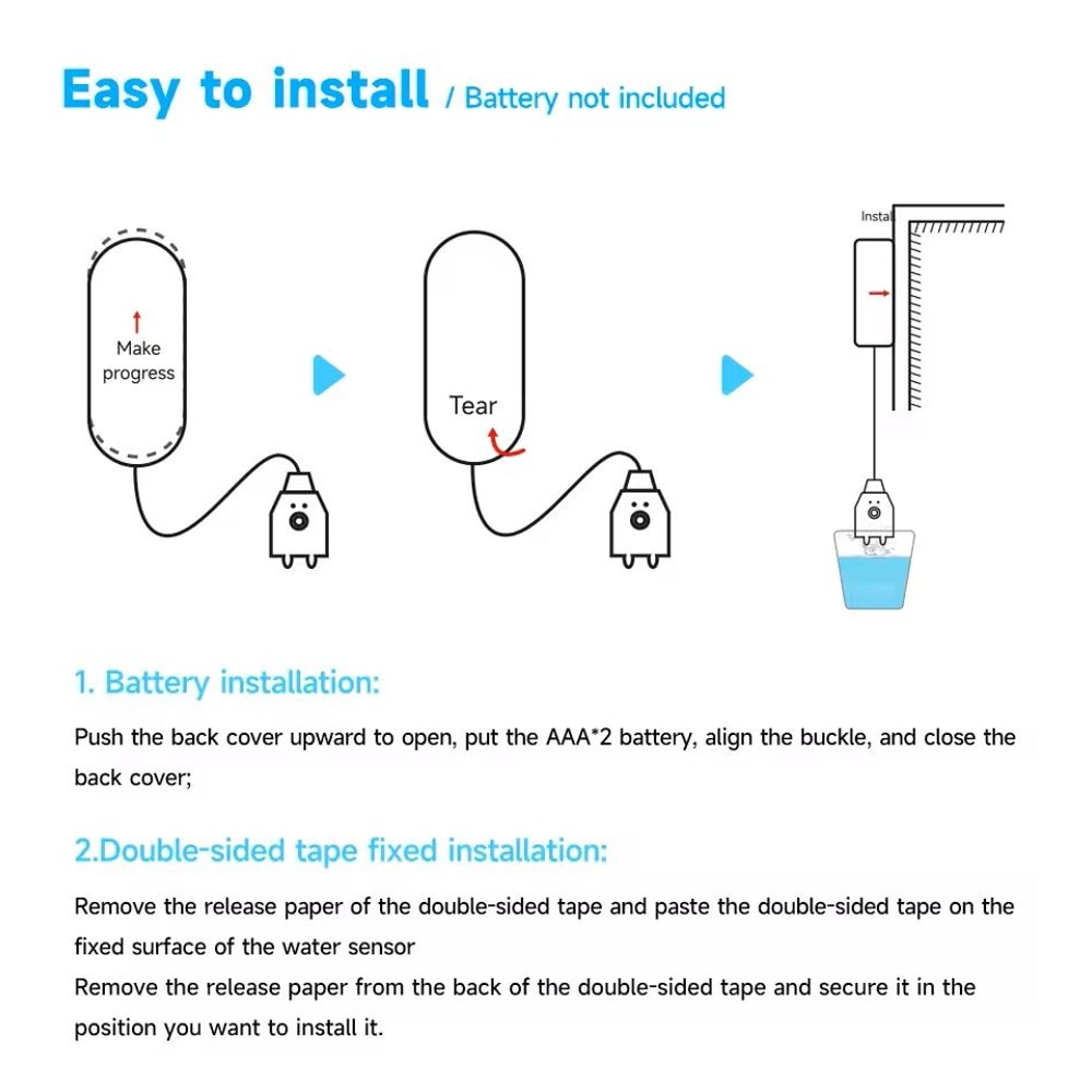 WiFi Water Leak Detector With 130dB Alarm And App Control 4