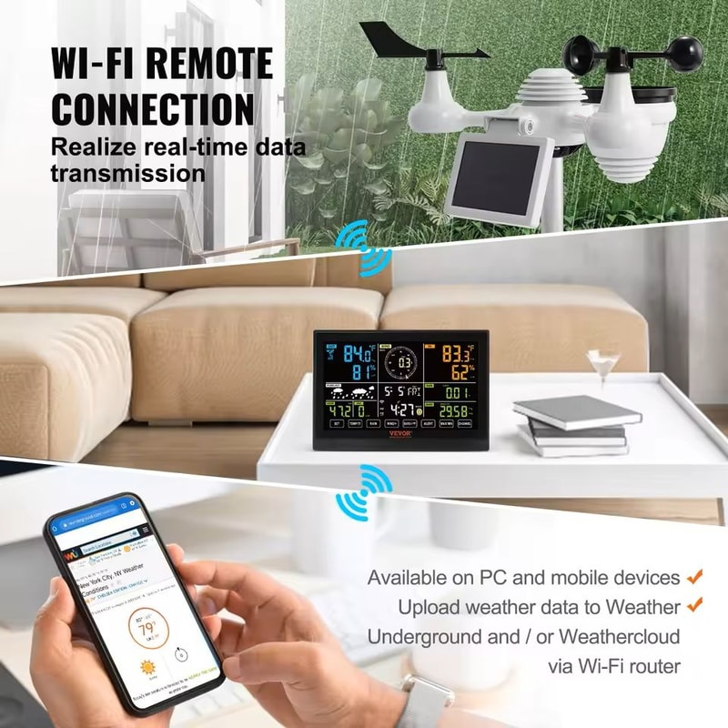 7in1 WiFi Weather Station With Color Display And Wireless Outdoor Sensor 3