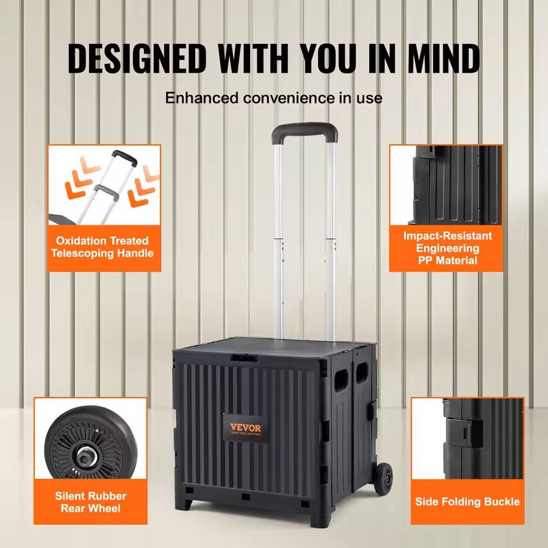 Foldable Utility Shopping Cart With Wheels And Telescopic Handle 2