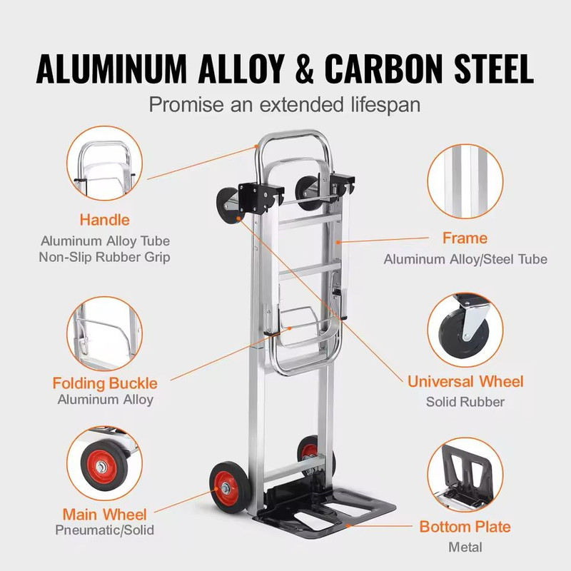 400 Lbs Folding Hand Truck Lightweight Utility Dolly With Wheels 2
