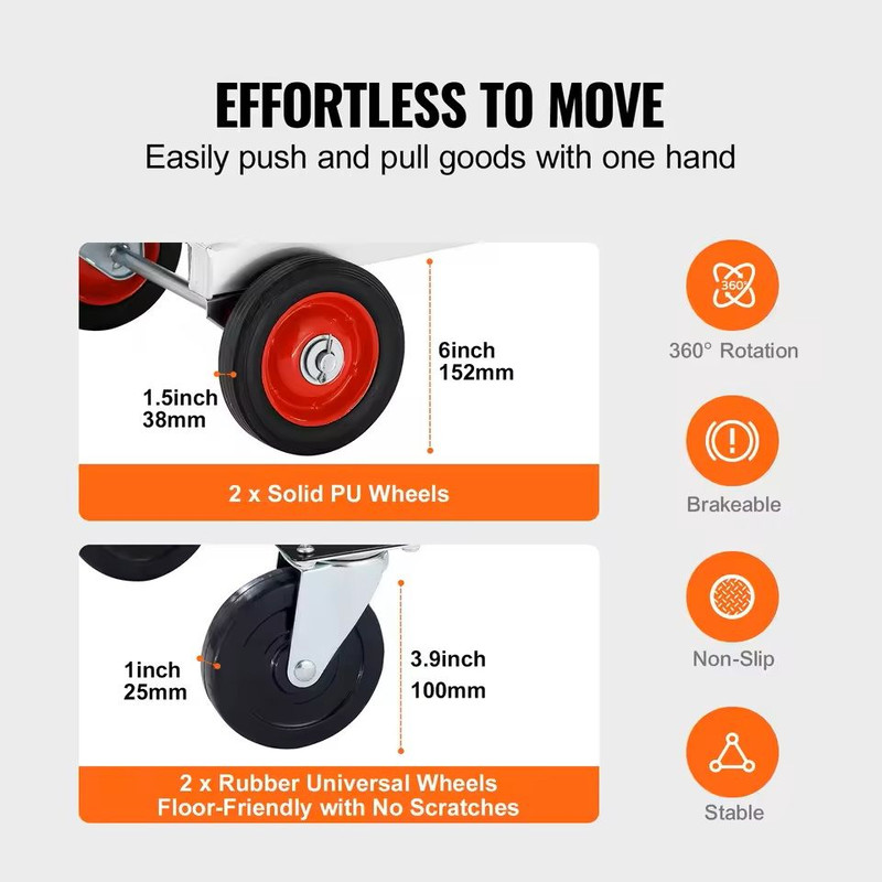 400 Lbs Folding Hand Truck Lightweight Utility Dolly With Wheels 6