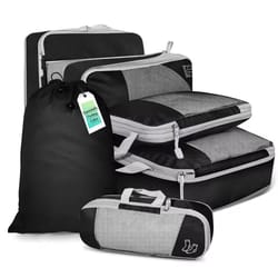6 piece travel packing cube set with shoe bag and mesh panels