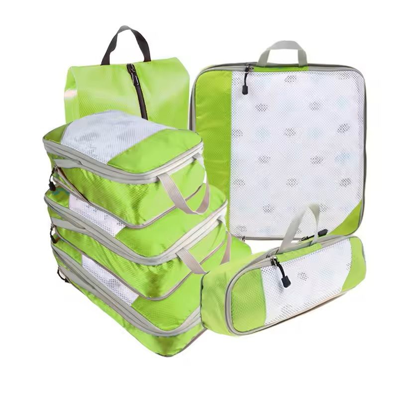6 Piece Travel Packing Cube Set With Shoe Bag And Mesh Panels 12