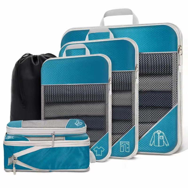 6 Piece Travel Packing Cube Set With Shoe Bag And Mesh Panels 16