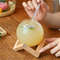 Creative Round Ball Glass Cup With Wood Stand And Straw 1