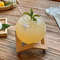Creative Round Ball Glass Cup With Wood Stand And Straw 2
