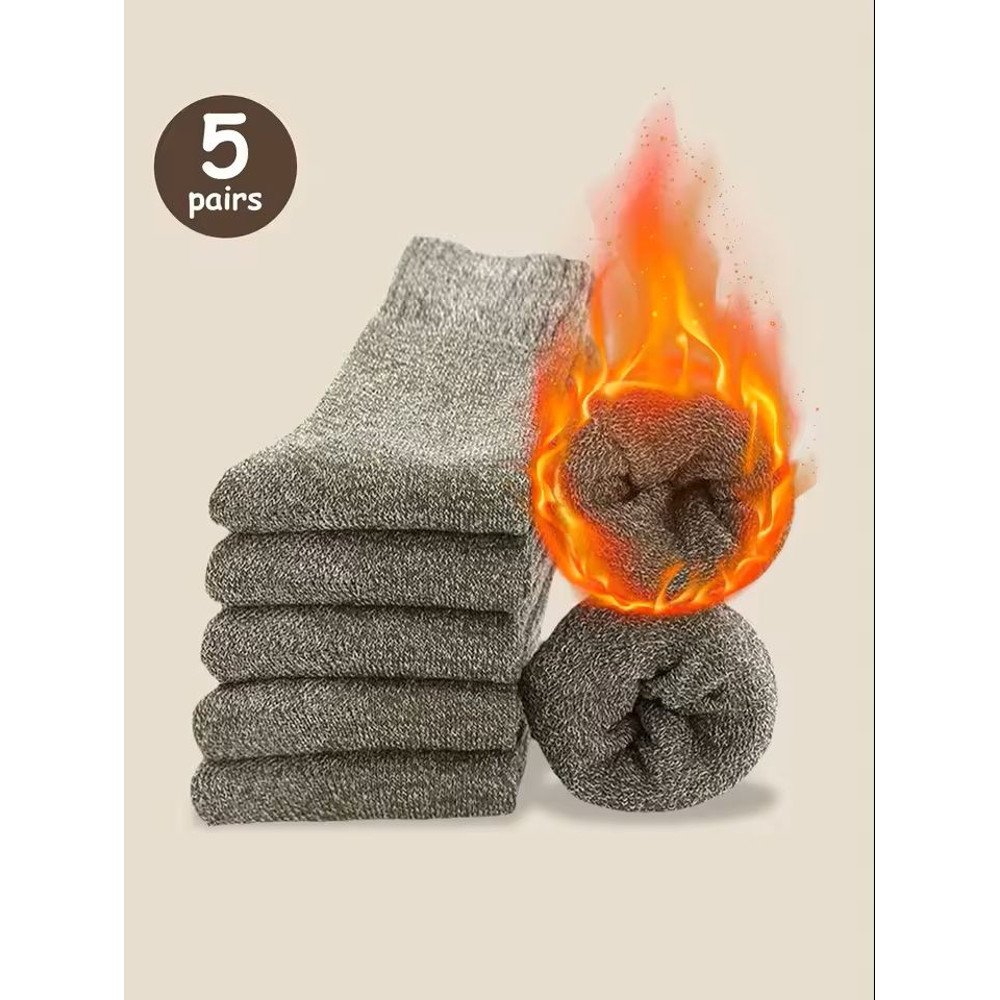 5 Pairs Solid Color Unisex Sports Socks MidCalf Winter Gift Set 8