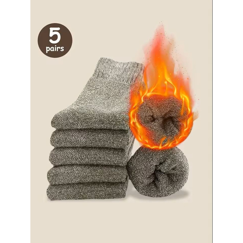 5 Pairs Solid Color Unisex Sports Socks MidCalf Winter Gift Set 8