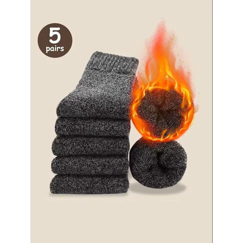 5 Pairs Solid Color Unisex Sports Socks MidCalf Winter Gift Set 10