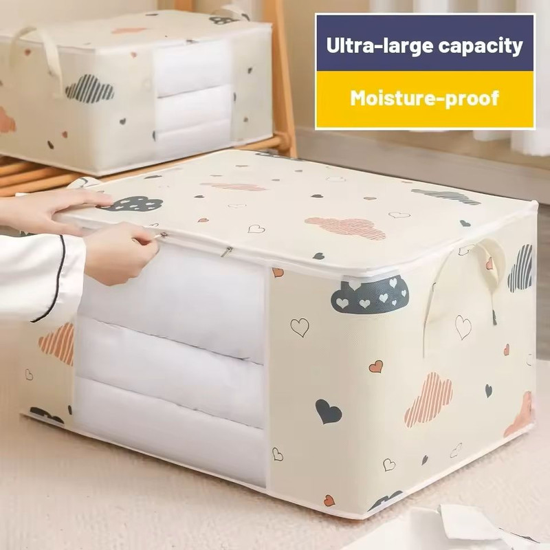 Large Capacity Clothes Storage Bag Foldable Organizer With Zipper And Handles 2