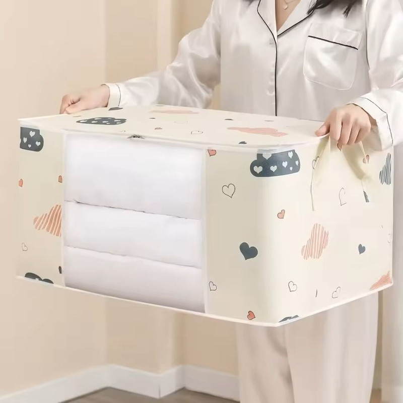 Large Capacity Clothes Storage Bag Foldable Organizer With Zipper And Handles 3