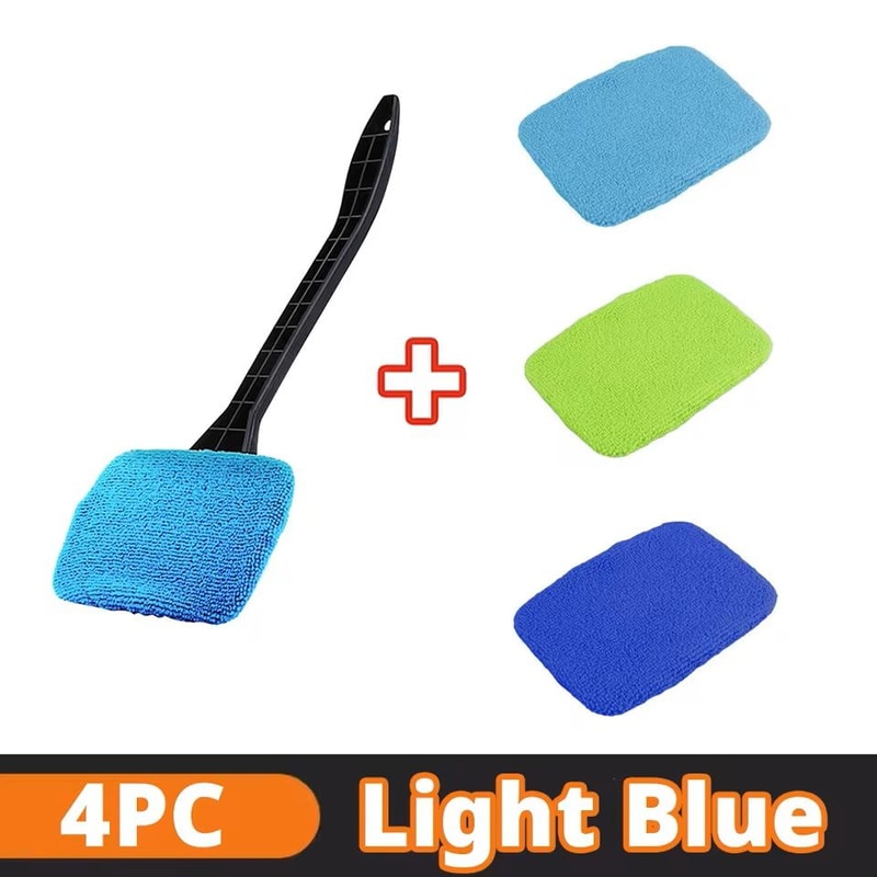 Car Windshield Cleaning Brush Kit With Microfiber Cloth And Long Handle 10