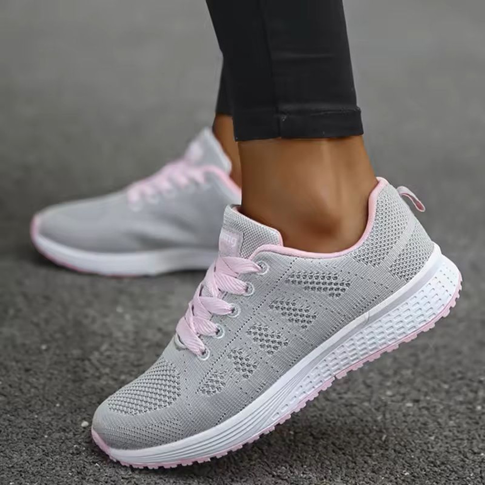 Breathable Mesh LaceUp Womens Sneakers Flat Casual Shoes 3