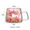 200ml Double Wall Glass Mug With Floral Pattern And Handle 3