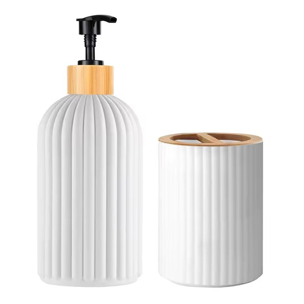 Bathroom Organizer Set Soap Dispenser And Storage Containers 7