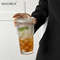 600ML Stripe Glass Coffee Cup With Lid And Straw 2