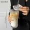 600ML Stripe Glass Coffee Cup With Lid And Straw 5