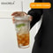 600ML Stripe Glass Coffee Cup With Lid And Straw 7