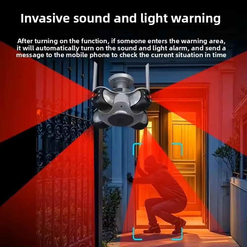 Four Lens WiFi Security Camera With Auto Tracking And PTZ 3