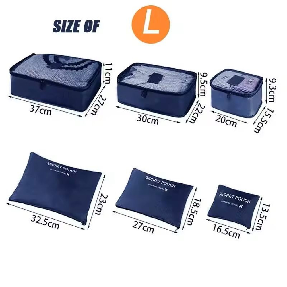 6 Piece Large Travel Organizer Storage Bag Set 9